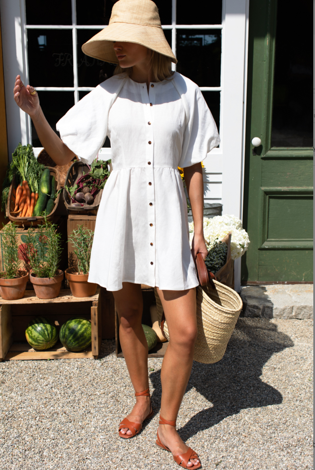 Bastille Short Dress - Star White Linen