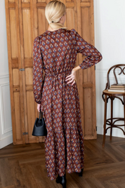 Frances 3 Dress Library Flowers - Cocoa
