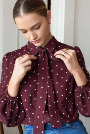 Frankie Blouse Small Dots - Tawny Port