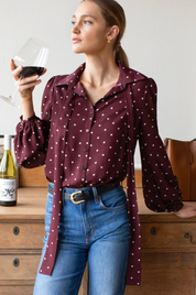 Frankie Blouse Small Dots - Tawny Port