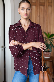 Frankie Blouse Small Dots - Tawny Port