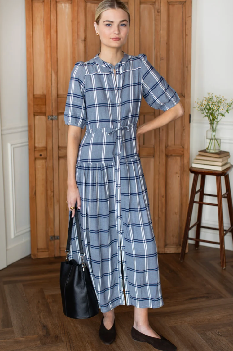 Lucy 4 Basque Dress - Skye Plaid