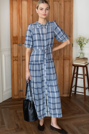Lucy 4 Basque Dress - Skye Plaid