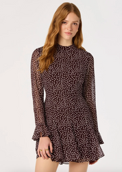 Tasha Dress - Brown Polka Dot