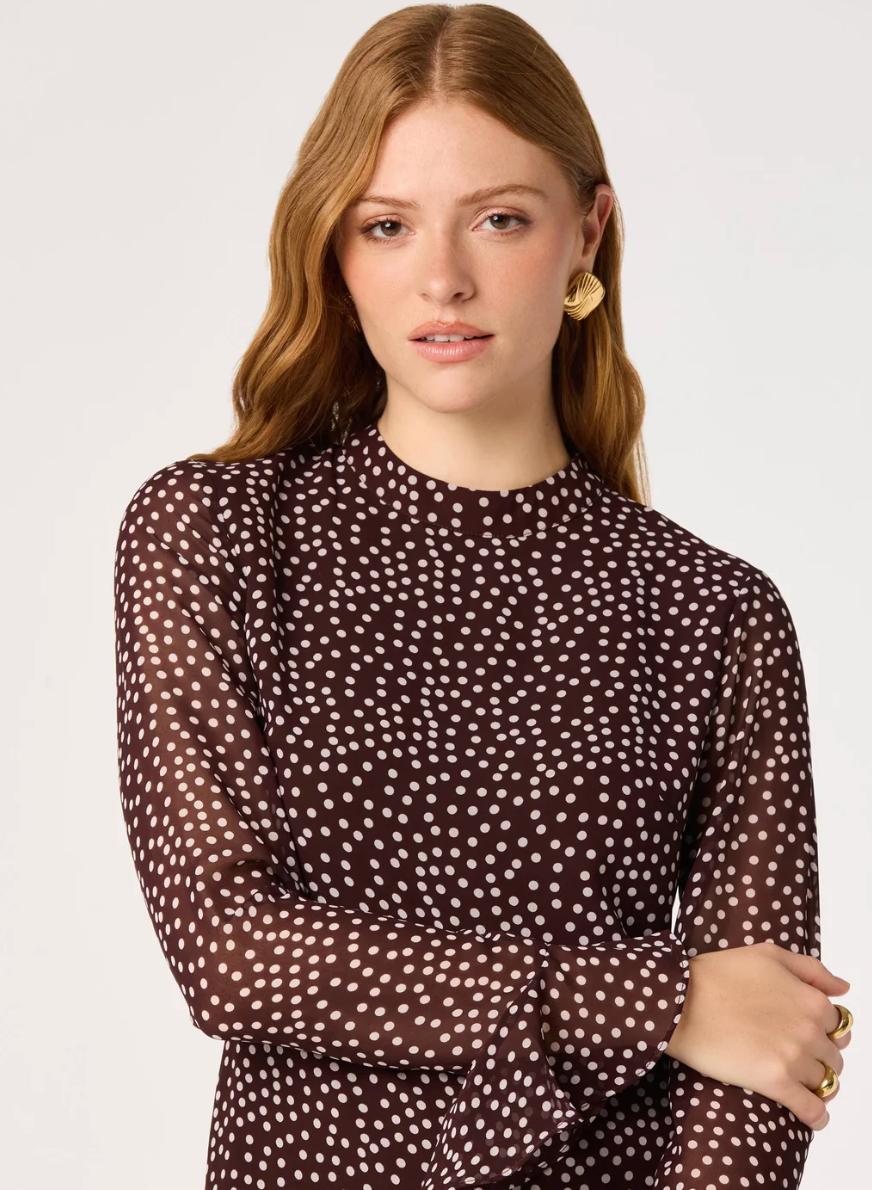 Tasha Dress - Brown Polka Dot