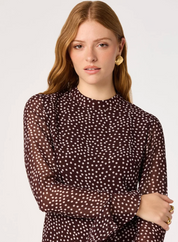 Tasha Dress - Brown Polka Dot