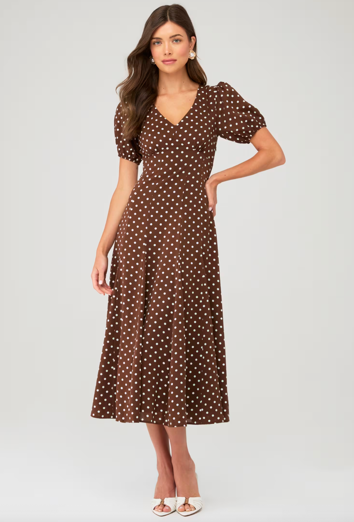 Anika Dress - Brown Dot