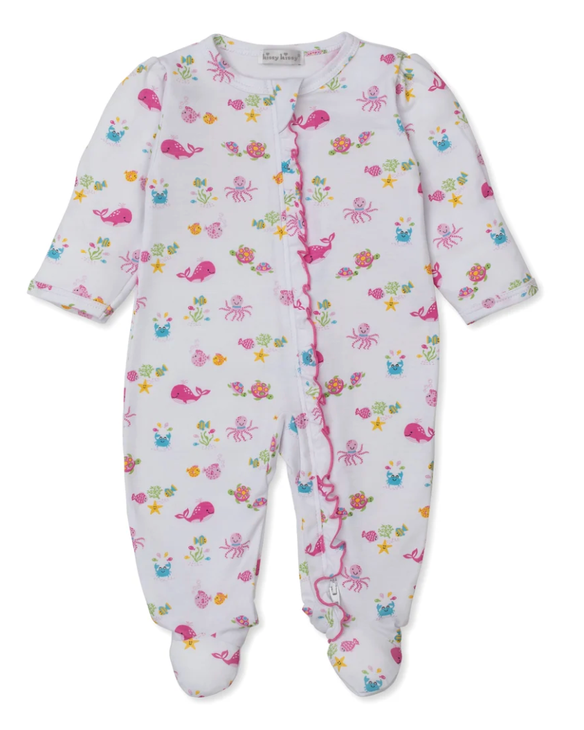 Ocean Antics Footie w/ Zip - Multi Pink