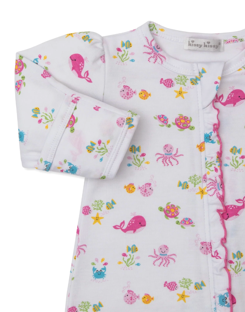 Ocean Antics Footie w/ Zip - Multi Pink