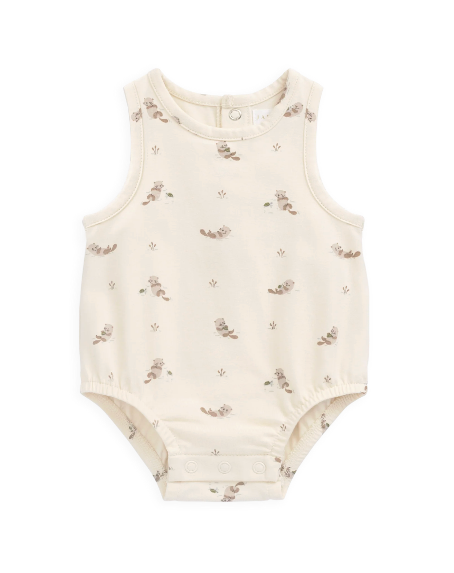 Organic Cotton Lionel Playsuit - Otter Buddies Tofu