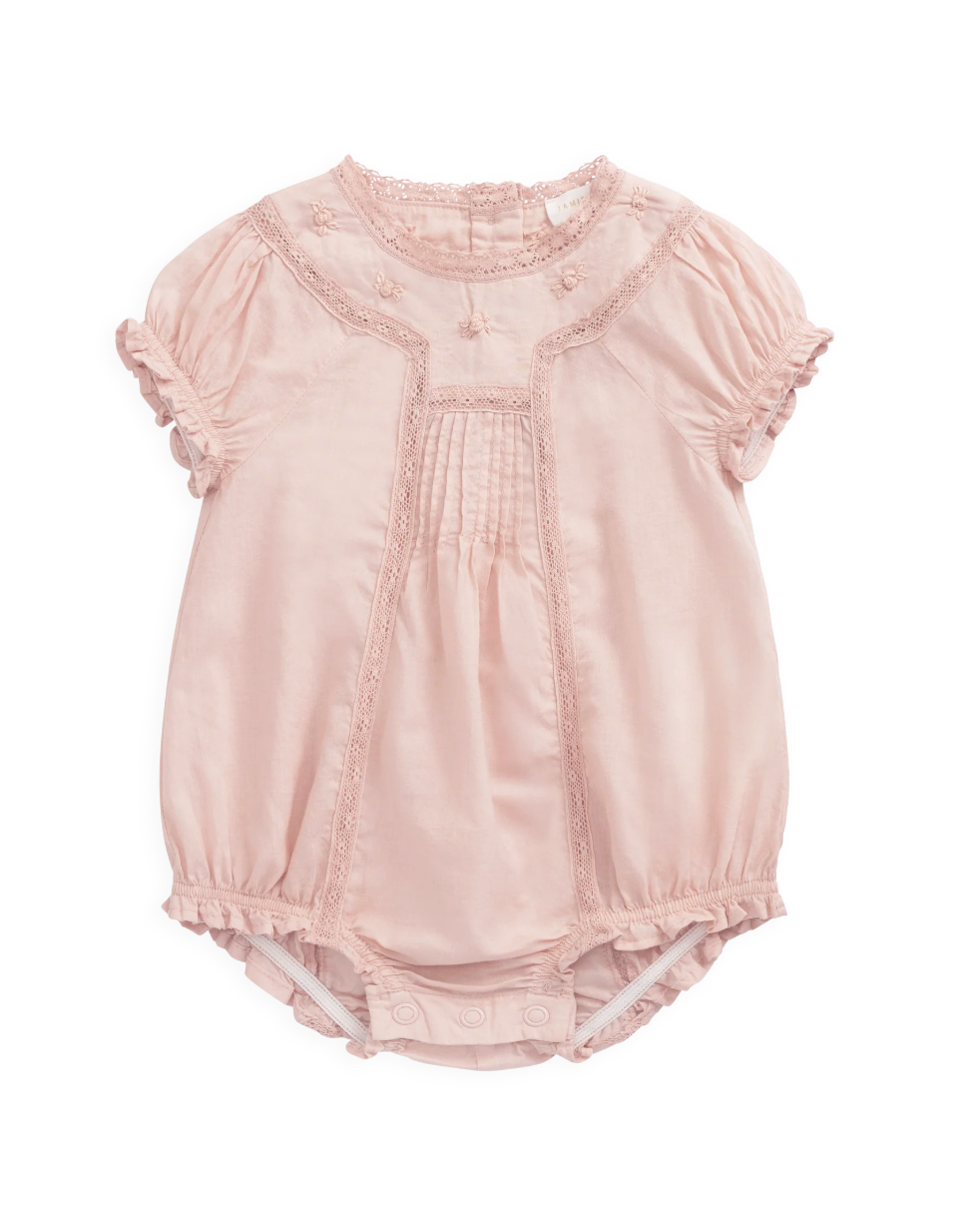 Organic Cotton Misty Playsuit -  Shell Pink