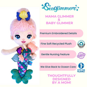 Mama Glimmer Doll with Baby - Dark Purple 14 Inch