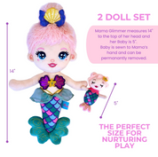 Mama Glimmer Doll with Baby - Dark Purple 14 Inch
