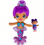 Mama Glimmer Doll with Baby - Dark Purple 14 Inch