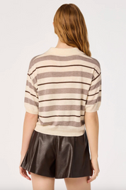 Scottie Sweater - Cream Brown Stripe