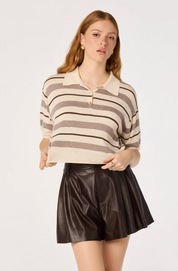 Scottie Sweater - Cream Brown Stripe