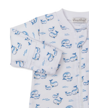 Whale Pods Footie w/ Zip - Blue