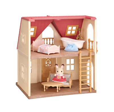 Red Roof Cozy Cottage, Dollhouse Playset with Figure, Furniture and Accessories
