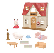 Red Roof Cozy Cottage, Dollhouse Playset with Figure, Furniture and Accessories