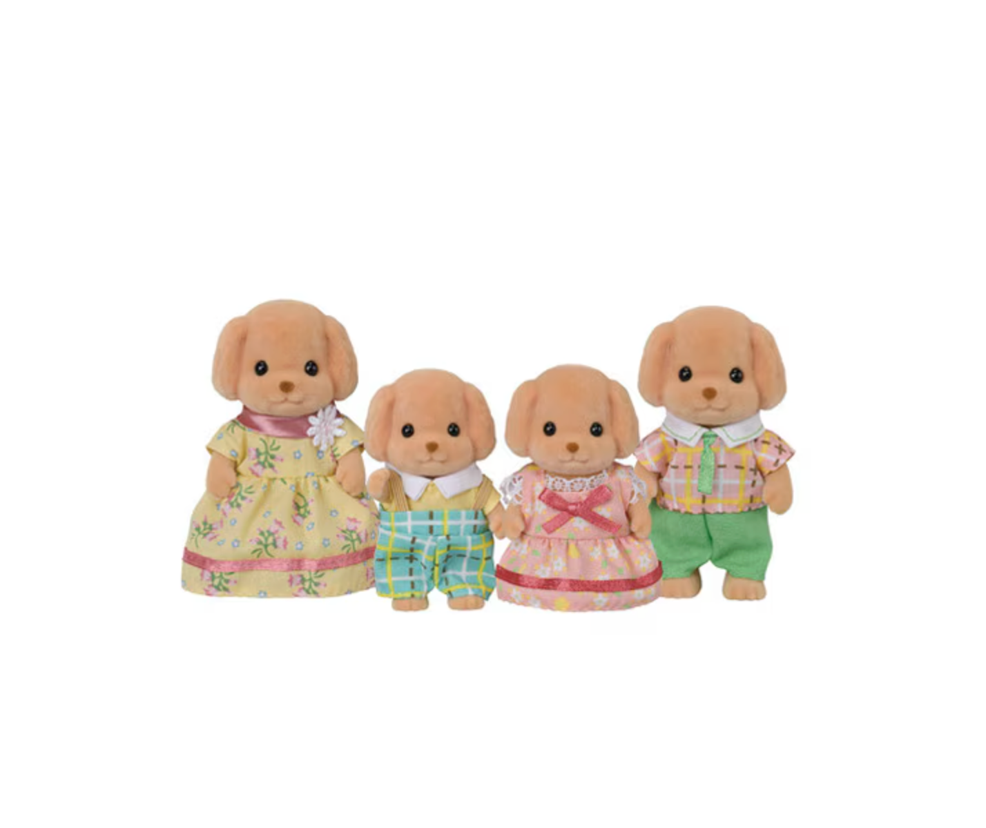 Toy Poodle Family, Set of 4 Collectible Doll Figures