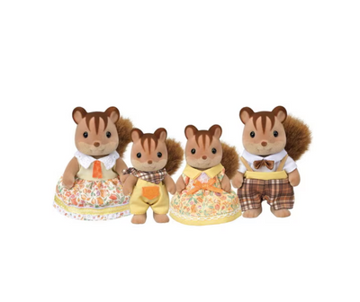 Walnut Squirrel Family, Set of 4 Collectible Doll Figures