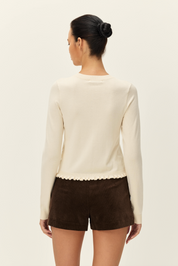 Camille Ruffled Knit Cardigan - Cream