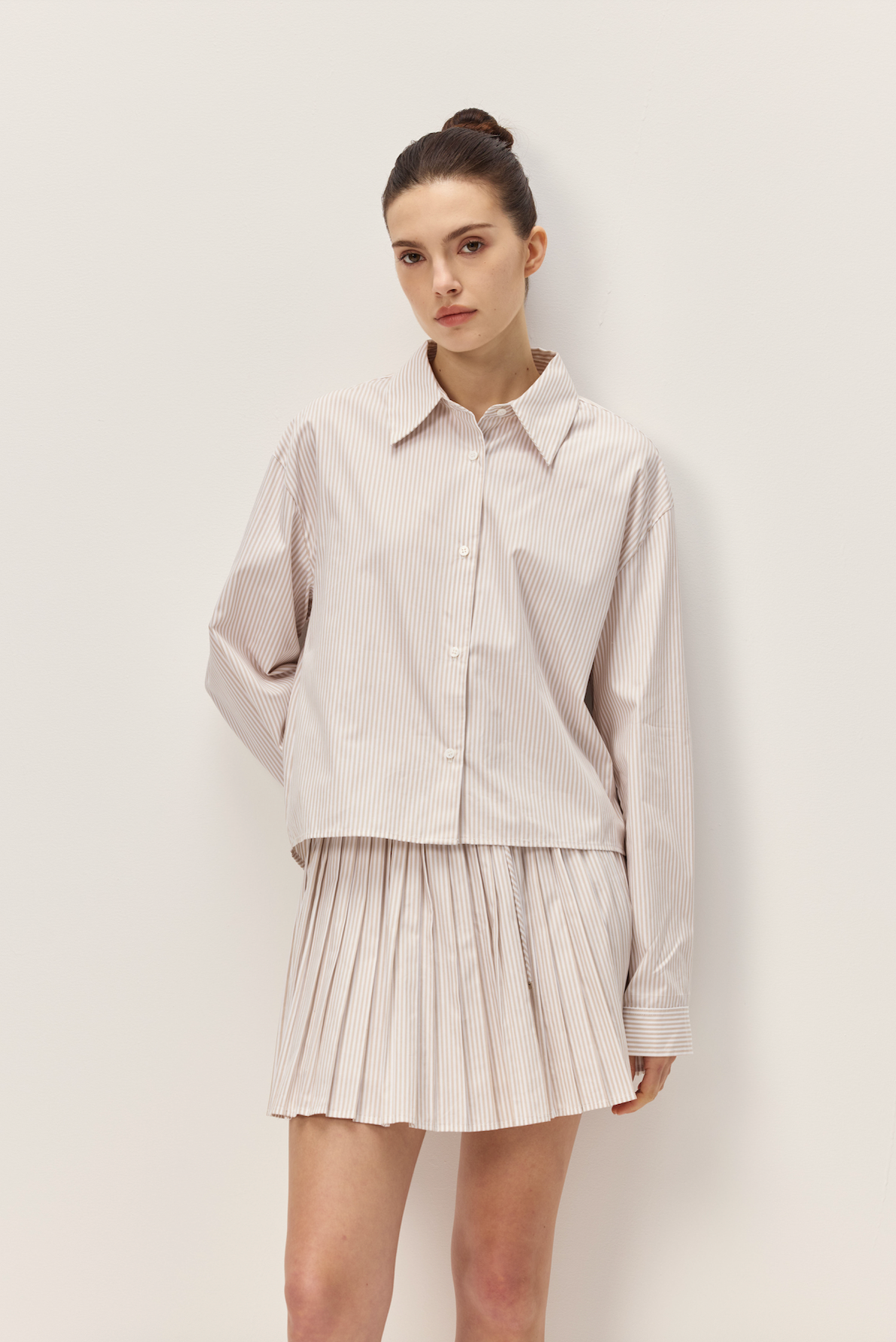 Danika Shirt - Taupe Stripe