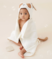 Tan Puppy Hooded Baby Bath Wrap