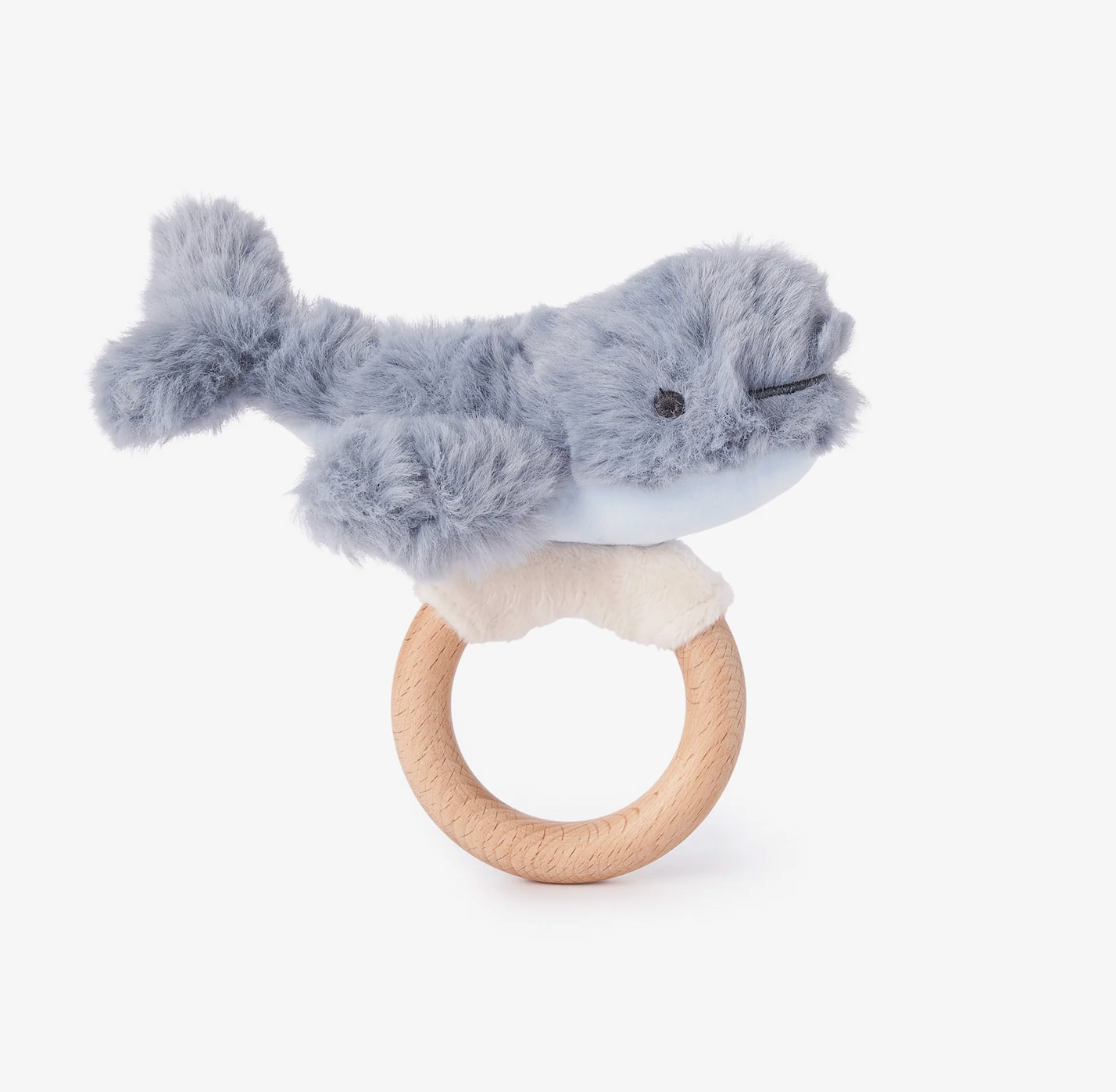 Whale Plush Wooden Ring Rattle