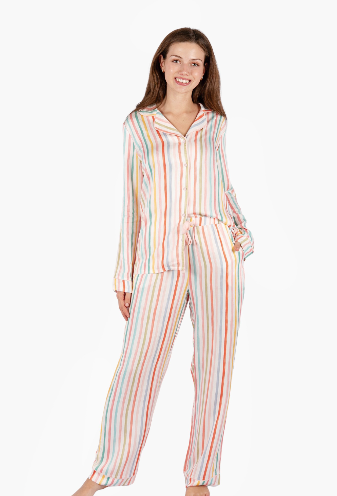 Watercolor Imbali Stripped PJ Set-long sleeve