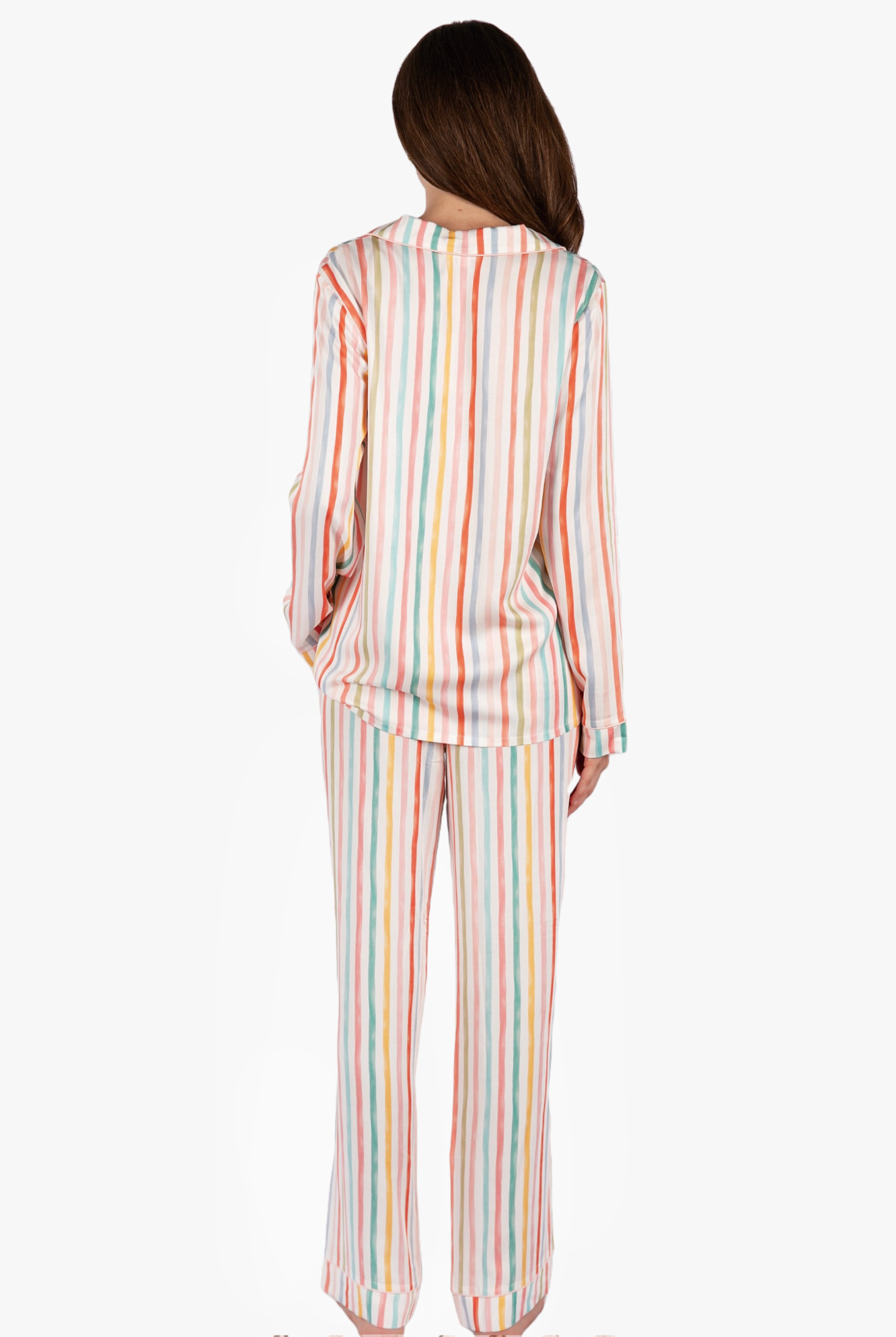 Watercolor Imbali Stripped PJ Set-long sleeve