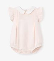 Seersucker Flutter Sleeve Peter Pan Bubble - Pink