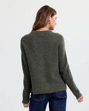 Cashmere Fisherman Crew- Dark Olive
