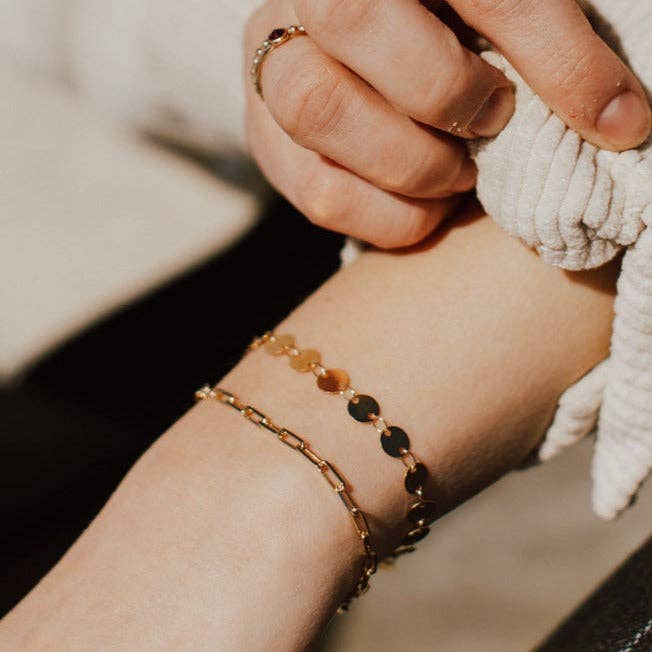 Chloe Gold Filled Coin Bracelet: 7"