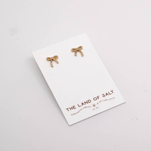 Dainty Bow Stud Earrings in Gold