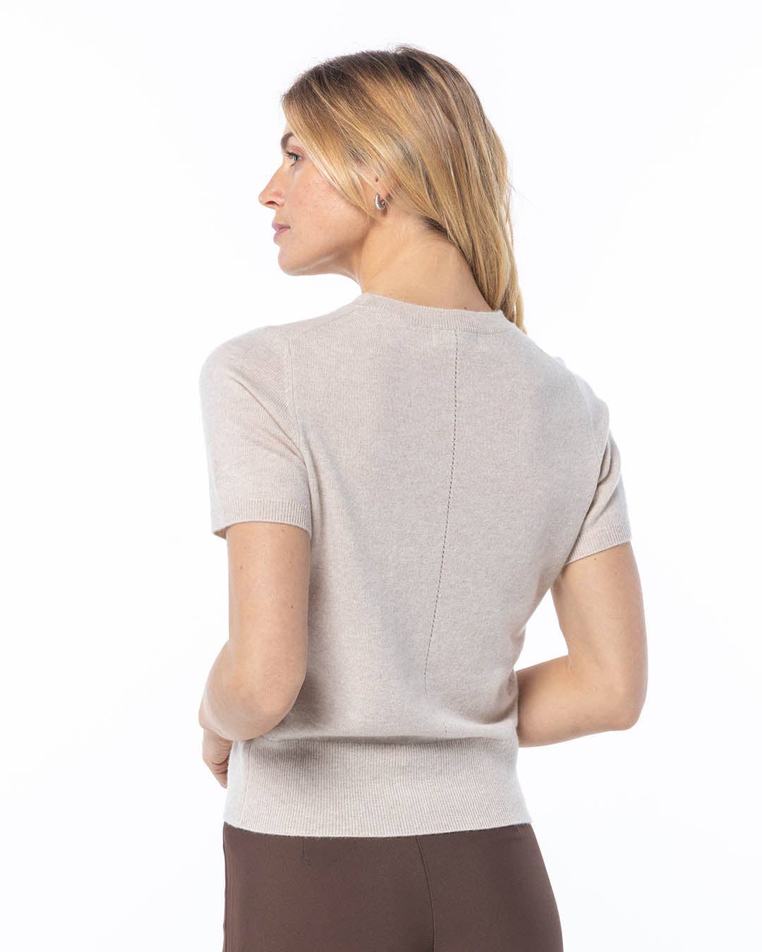 Short Sleeve Cashmere Crew - Oatmeal