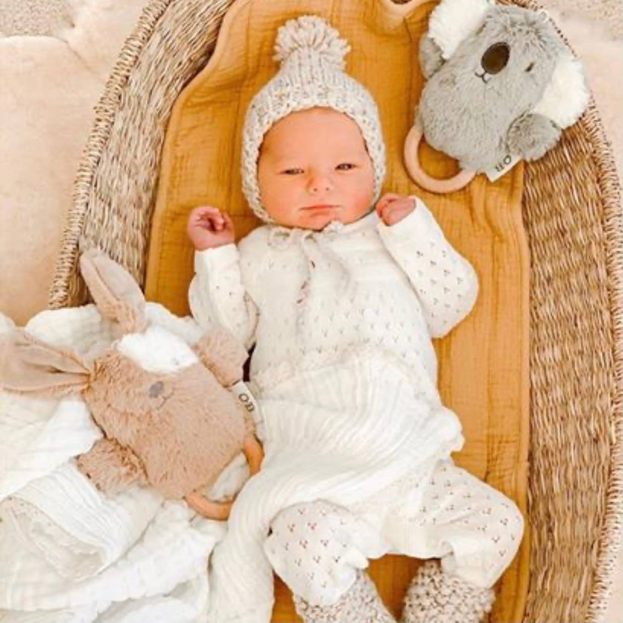 Beck Cream Bunny Soft Rattle Toy 6.8"/17cm