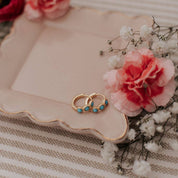 Lainey Turquoise Hoops: Gold