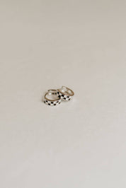 Black & White Checkered Hoops: Gold