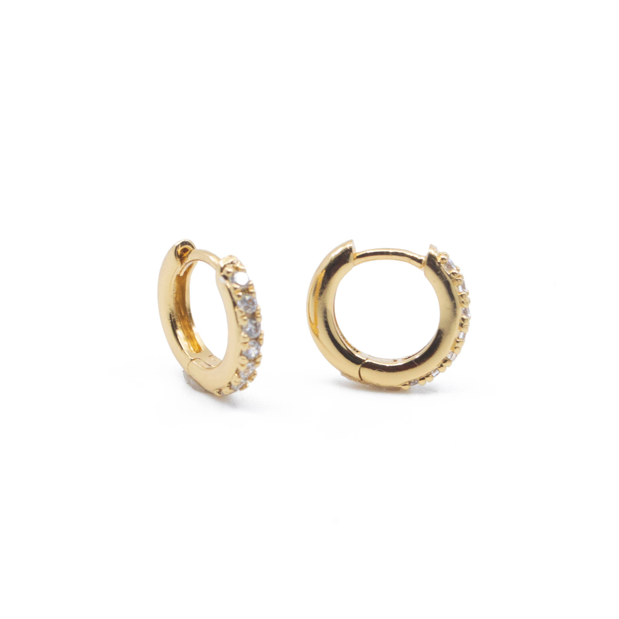 CZ Diamond Huggie Hoops in Gold - Earrings