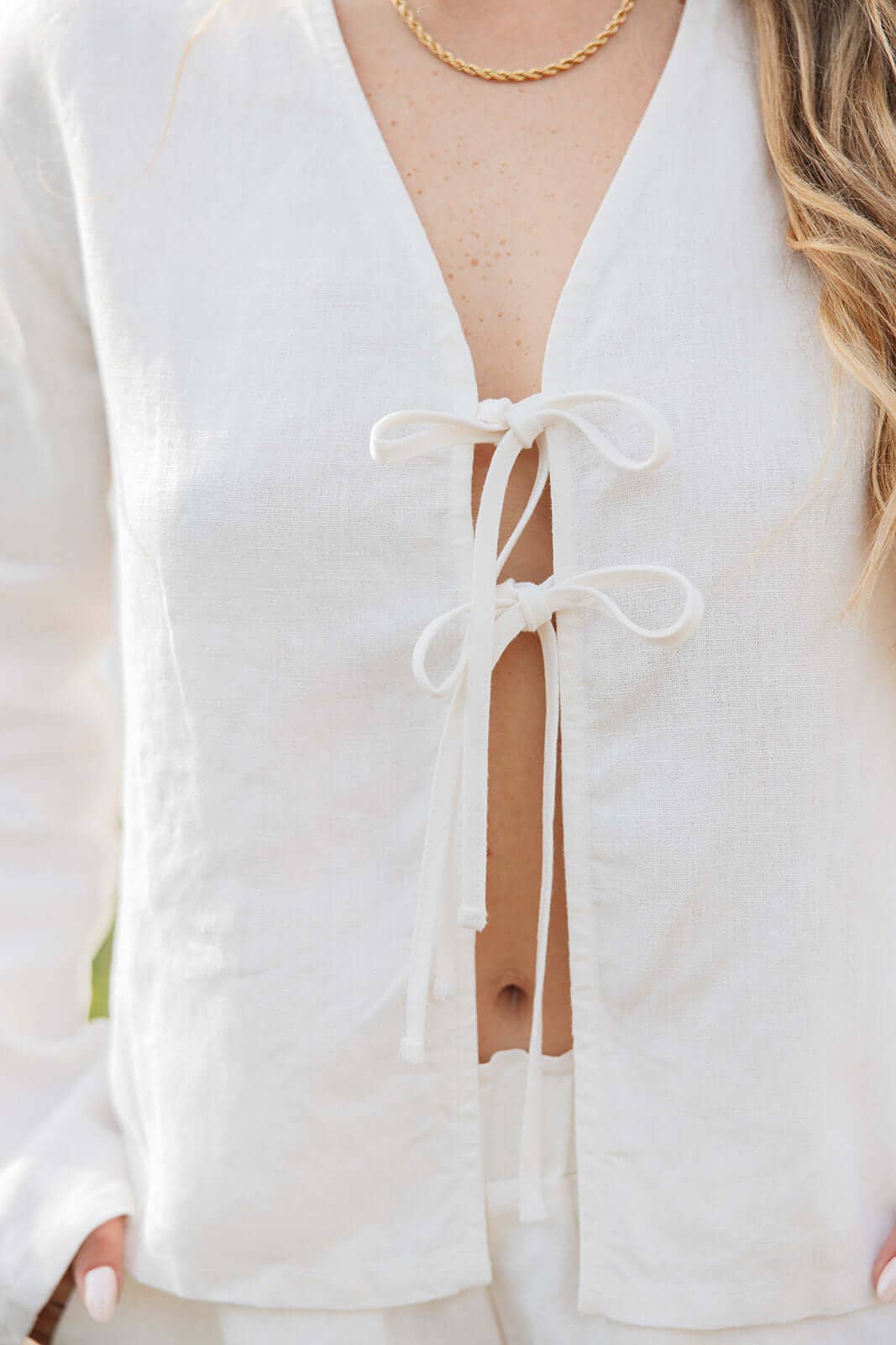 Keaton Linen Tie Top