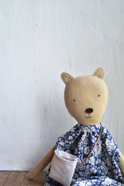 Agatha the Bear – Heirloom Wool Doll in Field Liberty Floral