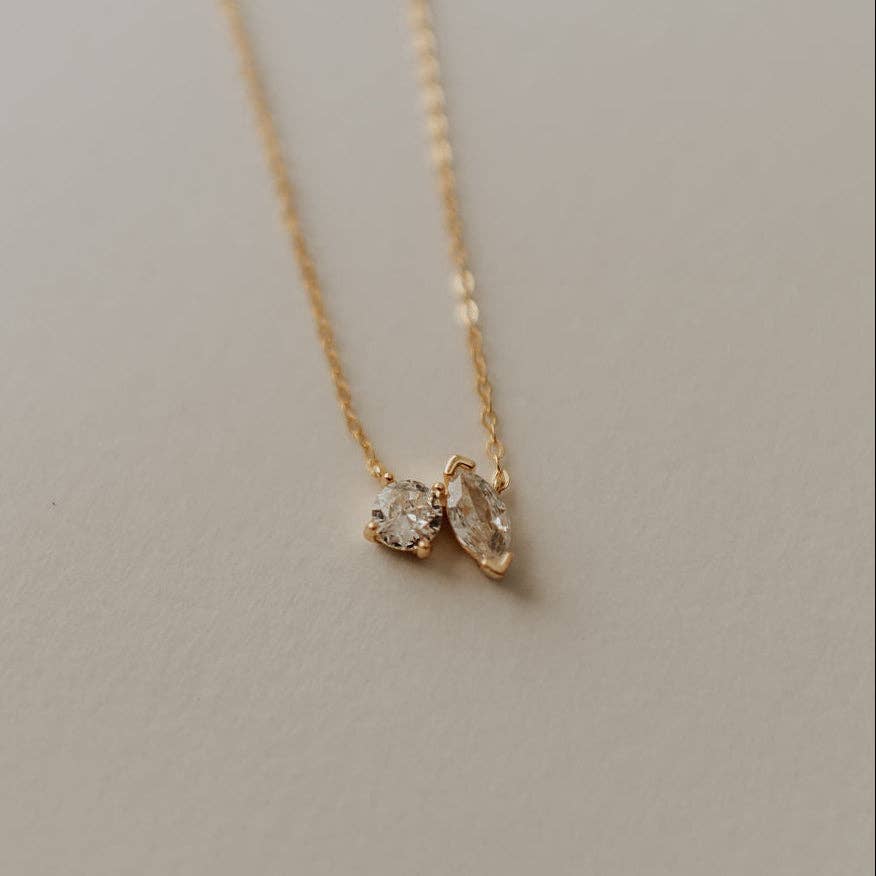 Sloane Two Stone Diamond Necklace: Gold