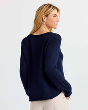 Round Edge V-Neck - Navy