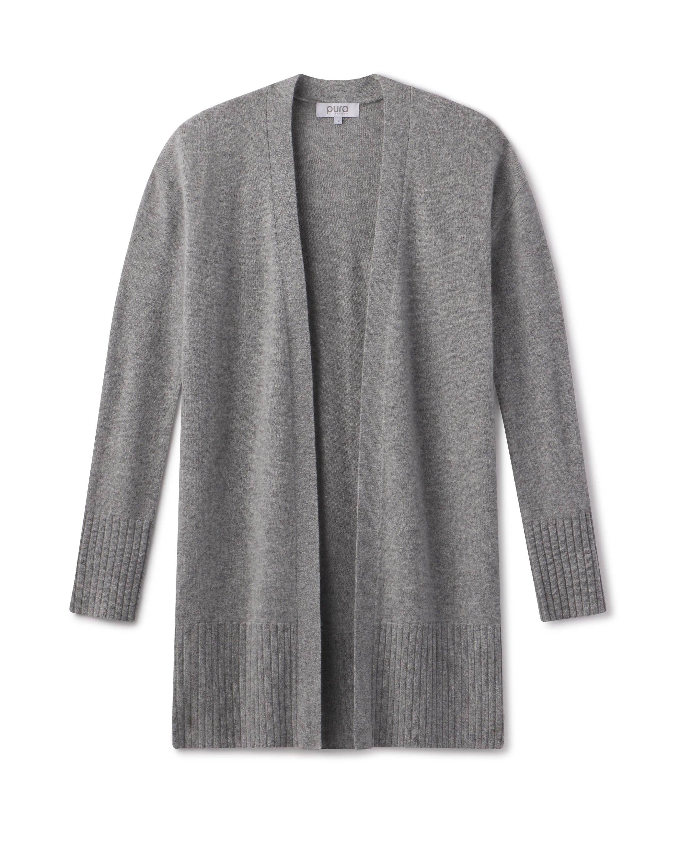 Long Cashmere Cardigan- Stone