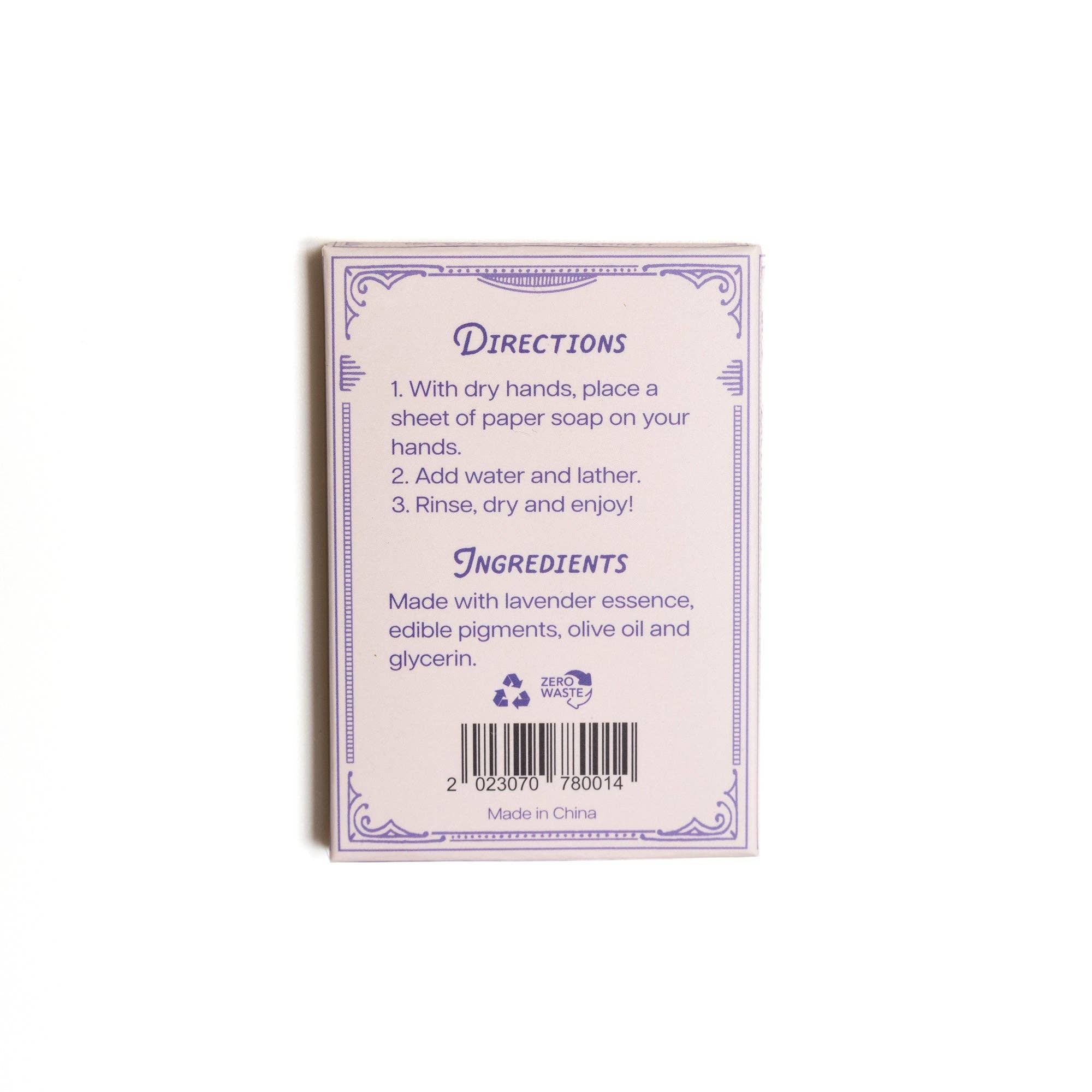 Paper Soap – Lavender Scent, Travel Size, 50 Sheets