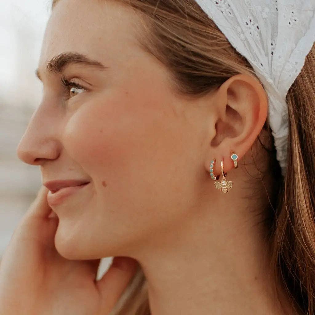 Gaby Turquoise Hoops: Silver