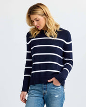 Everyday Cotton Crew - Navy & White Stripe