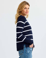 Everyday Cotton Crew - Navy & White Stripe