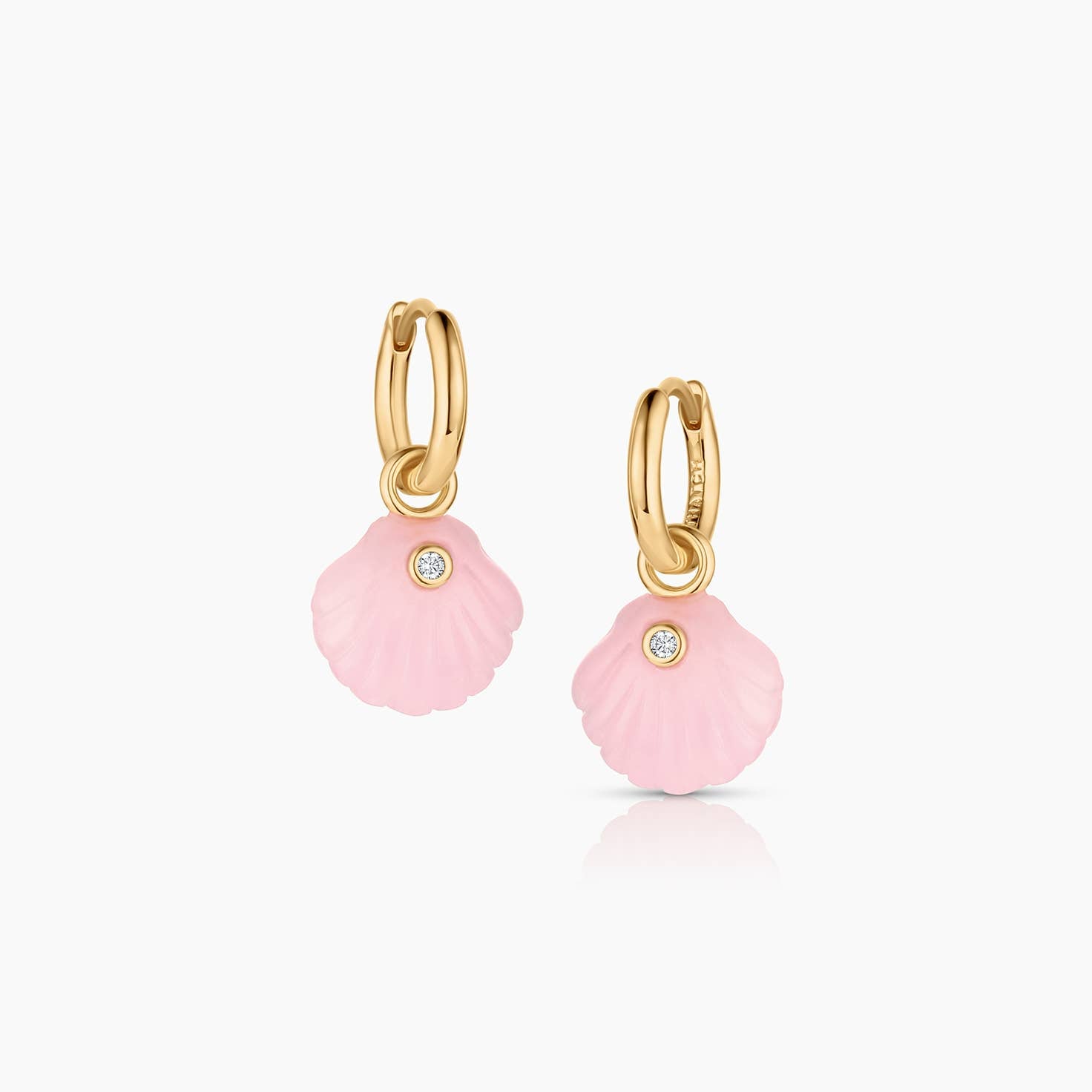 Coquille Pink Jade Hoop Earrings